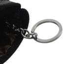 Leather Change Coin Purse with 4 Pockets and Keychain for Women Black