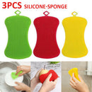 3pcs Dish Washing Sponge Scrubber Hygiene Brush Non-stick for Kitchen Home Kit