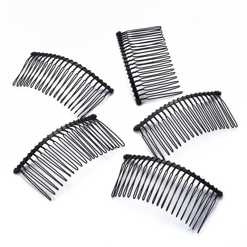 5pcs Fork Comb Fine Tooth Wedding Decoration Bride Hair Accessory (Black) A