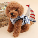 Puppy Dog China Fashion Style Blue and white floral Print T-shirt Summer Ve