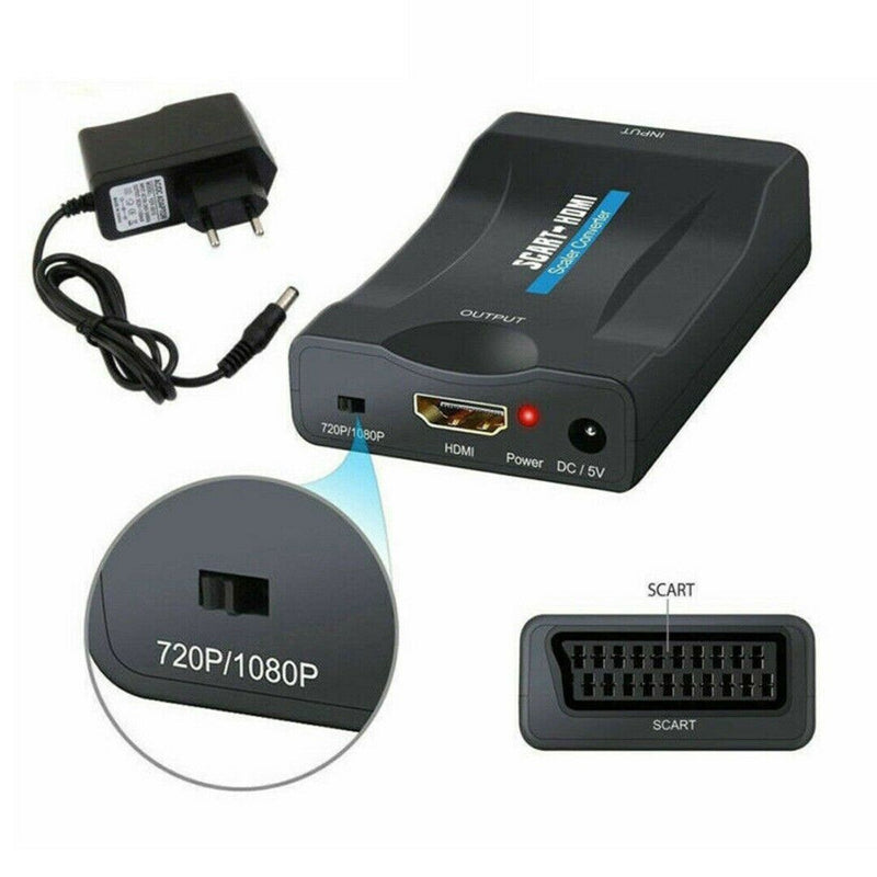 SCART/HDMI to HDMI 1080P HD Video Converter Adapter Upscaler For STB DVD HDTV