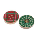 100pcs 15mm Wood Round Spotty Checked Design Buttons for Sewing Scrapbooking
