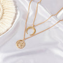 Retro Women Necklace Metal Chain Multi-layer Moon Pendant Choker Jewelry