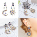 Boho Crystal Drop Moon Sun&Star Starry Charm Stud Earrings Best Gifts