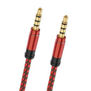 1.5M Red Nylon Braid 3.5mm Plug Male To Male Aux Extension Cable For Phone