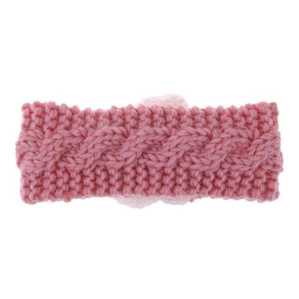 Knitted Flower Kids Hair Band Twist Woven Woolen Baby Headband(Pink) A#S