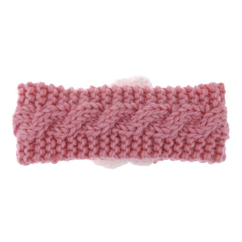 Knitted Flower Kids Hair Band Twist Woven Woolen Baby Headband(Pink) A