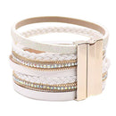 Leather Multi-Layer Wraps Bracelet,Boho Wide Buckle Wristband Bangle,BraidedZ5D2
