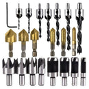 1X(Woodworking Drilling Or Chamfer Tool,8Pc wood Plug Cutter,6Pcs 1/4 Inch