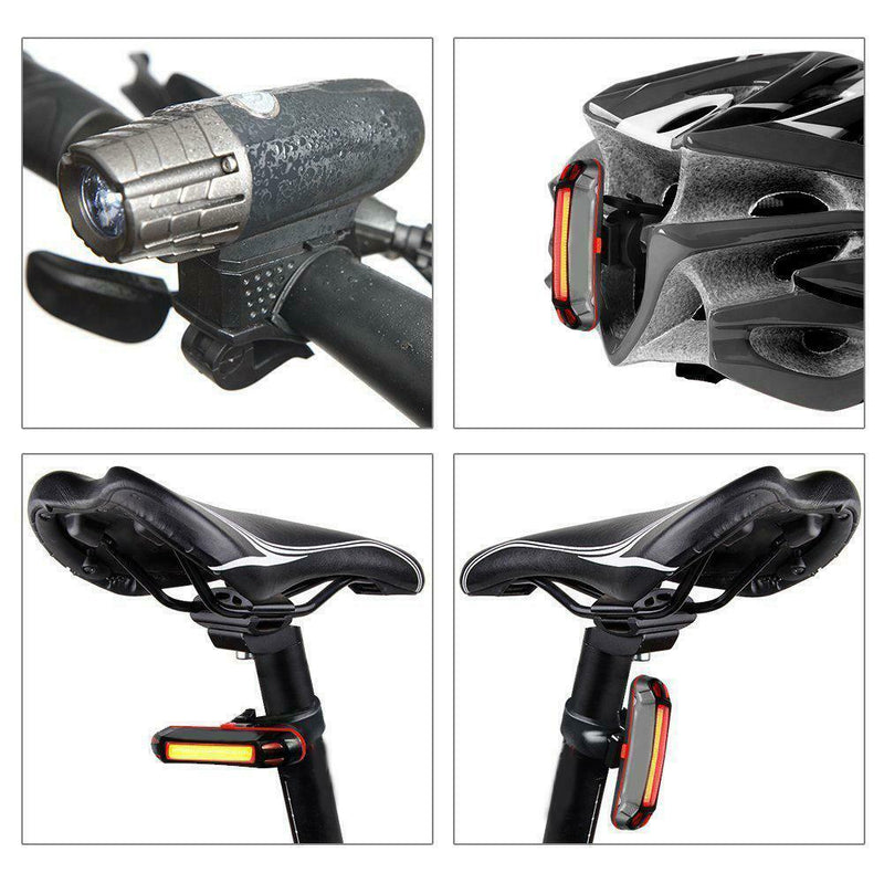 Waterproof MTB Bike USB Recharge Front Handlebar Light +Rear Tail Lights