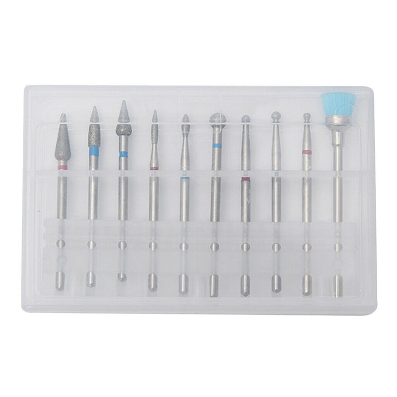 10PCS Nail Drill Bits, Cuticle Cleaner Dust Drill Brush Rotary Polishing Buffing