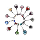 12pcs Europe And America Double Diamond Stainless Steel Belly Nail Button Rings