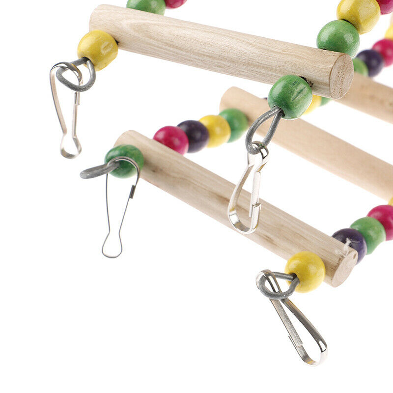 Wood Parrot Drawbridge Bird Ladder Climb Cableway Hamster Toys Birdcage Brid_