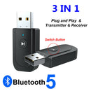 3 In 1 3.5mm Jack For TV Mini Portable Audio Receiver Transmitter Bluetooth 5.0