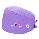 2pcs Womens Fashionable Printed Scrub Cap with Buttons Sweatband Headwear
