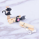 10X Cute Cat Wooden Clips With Hemp Rope Mini Paper Clip For Students Diy To ME