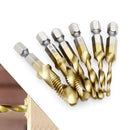 6x Hex Shank Titanium Plated HSS Hand Screw Thread Metric Tap Drill Bits M3-M10