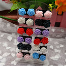 12 Pairs Rose Stud Earrings Mixed Color Flower Earrings Wholesale Jewelry Set M&