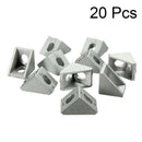 20pcs 20x20mm Gray Aluminum L Shaped Brace Corner Joint Right Angle Bracket UZY