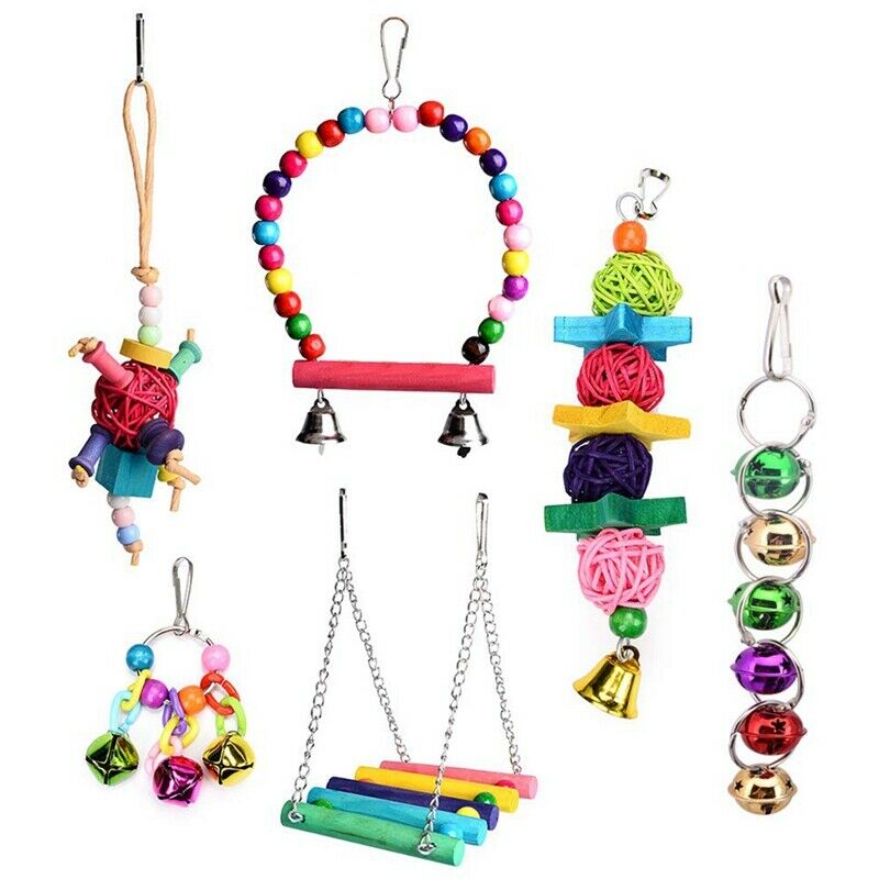 Bird Parrot Toys-Bird Hanging Shredding Swing Chew-Birds Ladder Bell Toys F R8A5