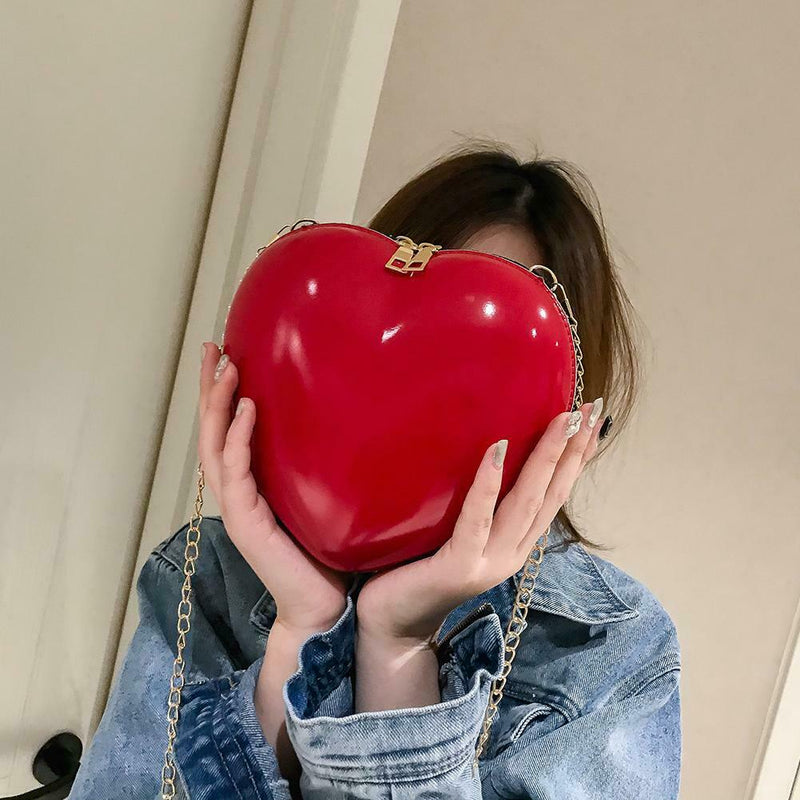 Girls Heart Women Shoulder Chain Messenger Bags Crossbody Handbags (Red)