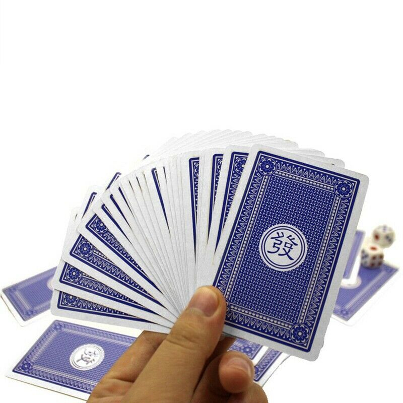 144Pcs/Set Mah Jong Paper Mahjong Chinese Playing Cards Game With 2Pcs Dice H9M4