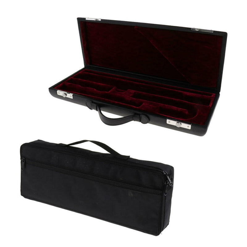 Flute Wooden Carry Padded Case with Storage Gig Bag Handbag - Black