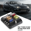 6 Way Fuse Box Standard Blade Fuse Holder with Negative Bus for Car Boat