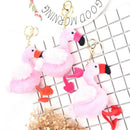 New Fluffy Flamingo Pendant Key Chains Plush Car Bag Key chain  3C