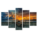 Set of 5pcs Canvas Wall Art Painting Pictures Beach Boat Print Hall Decor