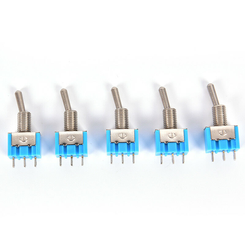 10Pcs Blue MTS-102 3-Pin 6MM Mini SPDT ON-ON 6A 125VAC Toggle Switches  Z Ew
