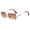 2Pack Stylish Rectangle Cut Rimless Sunglasses Tinted Lens Eyewear Shades Coffee