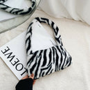 Animal Pattern Underarm Bag Women Mini Plush Shoulder Handbags Purse (4)
