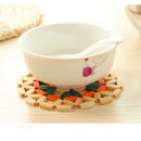 Round Bamboo Placemat Insulation Pads Coasters Hollow Wooden Pot Cup Mat JR
