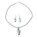 Owl Animal Lampwork Glass Necklace Pendant Earrings Set