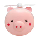 Pig Mini Makeup Mirror Cooling Fan LED Light Handheld General Purpose USB
