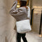 Women Plush Messenger Bag Big Capacity Fluffy Shoulder Handbags (White)