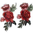 2Pcs/Set Rose Flower Patch Floral Embroidered Applique Patches Sew on For DIY TO