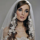 Elbow Length 75Cm Short Veils Two Layers Appliques White Wedding Veils with