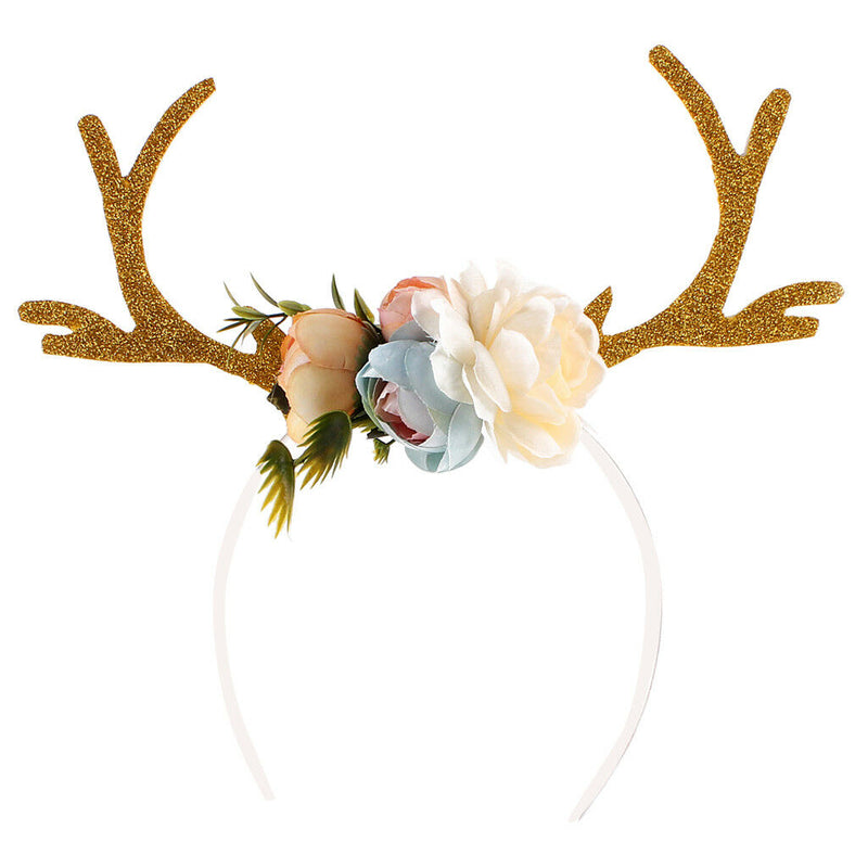 Baby Children Girls Christmas Cute Khaki Deer Antlers Ear Hair DIY Headband