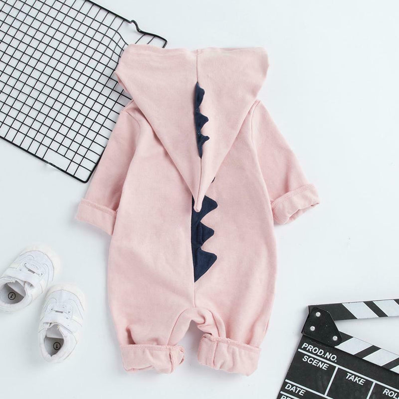 Star Dinosaur Rompers Autumn Baby Kids Cotton Hoodies Jumpsuit (Pink 9-12M) A