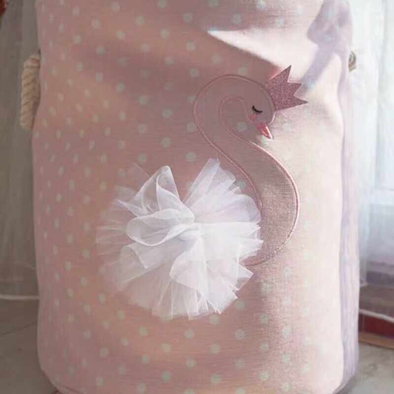 Dirty Laundry Basket Pink Swan Organizer Basket Drawstring Storage Baskets  E3W9