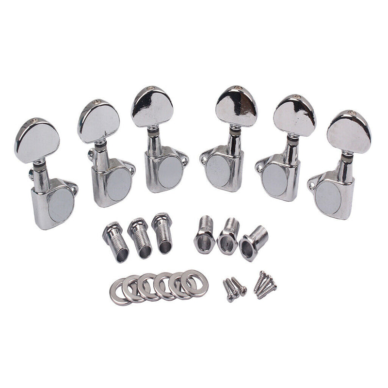 1 Set 3R+3L Guitar String Tuning Pegs Keys with Ferrules Screws - Chrome