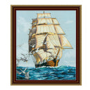 11CT Sailing Boat Stamped Cross Stitch Kit Handmade Needlework Home Decor