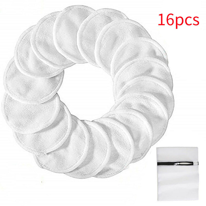16pcs Reusable Makeup Remover Face Cleansing Pad Bamboo Cotton Pads Eco-friendly