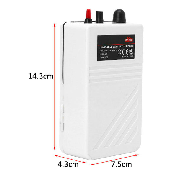 2W Aquarium Battery Operated Fish Tank Air Pump Aerator Oxygen W/ Air Stone W0I8