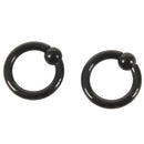 2 Lot Pair of Black Steel Eazy Captive Bead Ear Rings BCR Stud Piercing