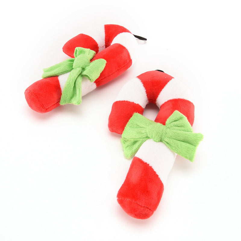 Christmas Cat Dog Pet Plush Toys Xmas Candy Color Squeaker Squeaky Crutch Sha ï¼W