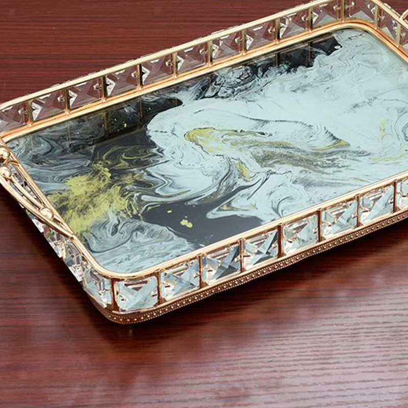 Rectangle Golden Mirror Candle Table Centrepiece Serving Tray Decorative Plate