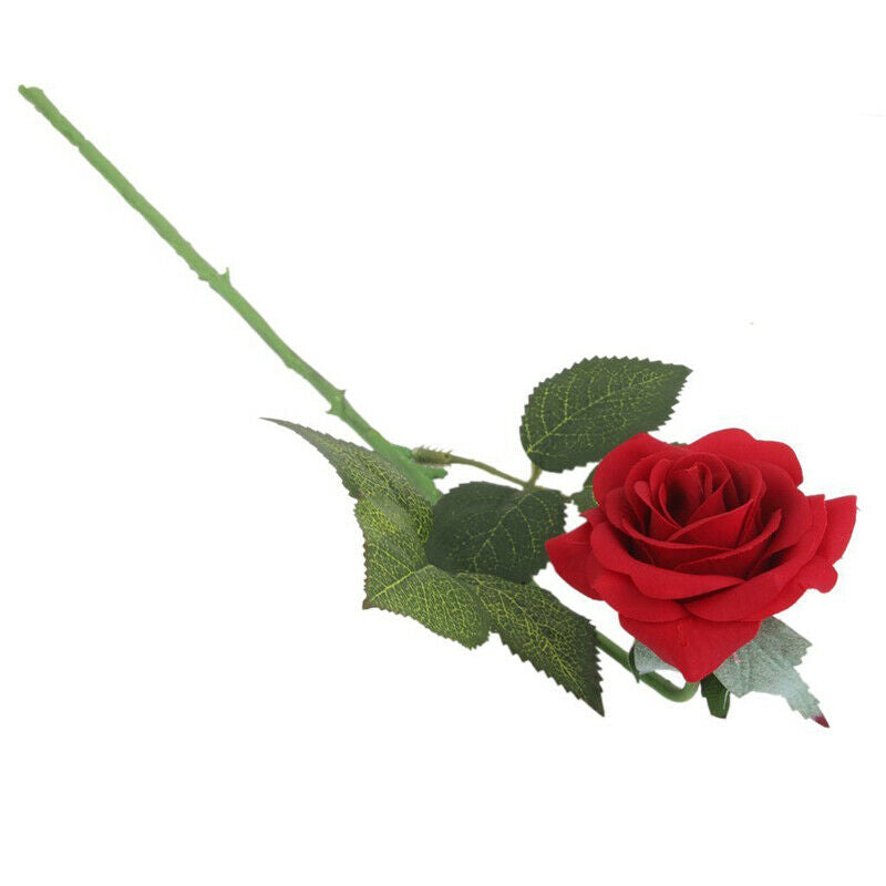 1 Realistic Artificial Rose Flower Wedding Home Decor Crafts - Red J6T3